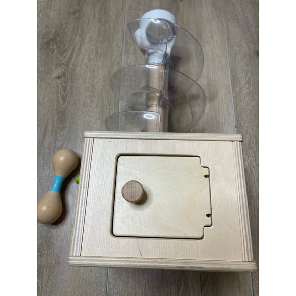 Lovevery Slide and Seek Ball Run tower and wooden rattle set - Picture 2 of 9